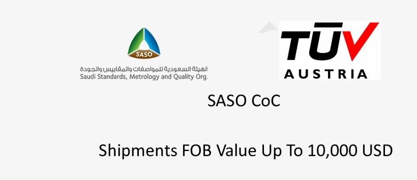 Saso Certificate Of Conformity For Shipments Fob Less - Tuv Austria, transparent png download