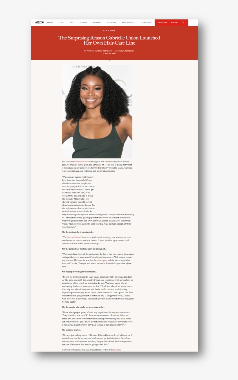 The Surprising Reason Gabrielle Union Launched Her, transparent png download