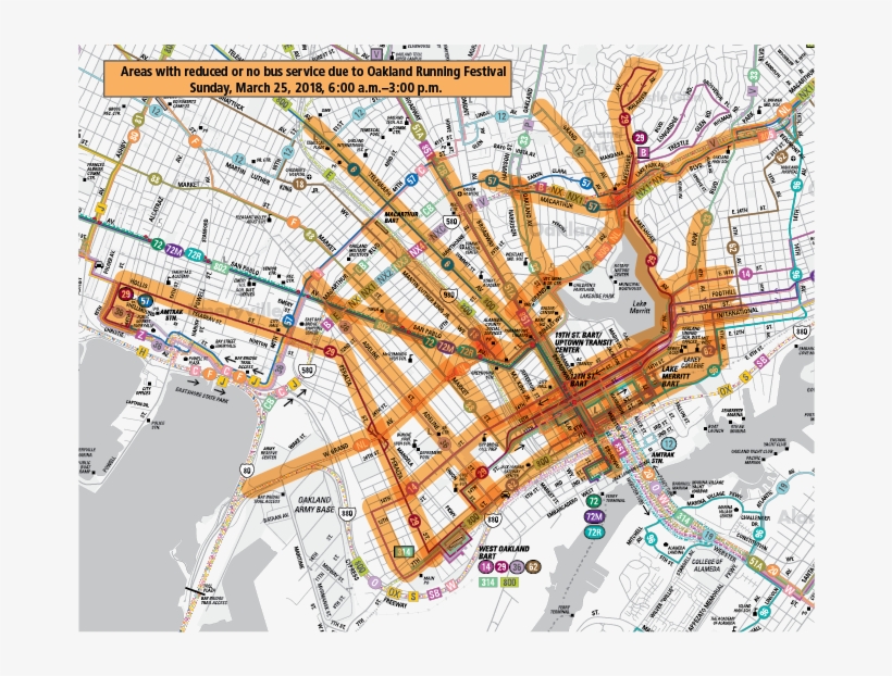 Map For The Oakland Running Festival Service Disruption - Oakland Map 2018, transparent png download