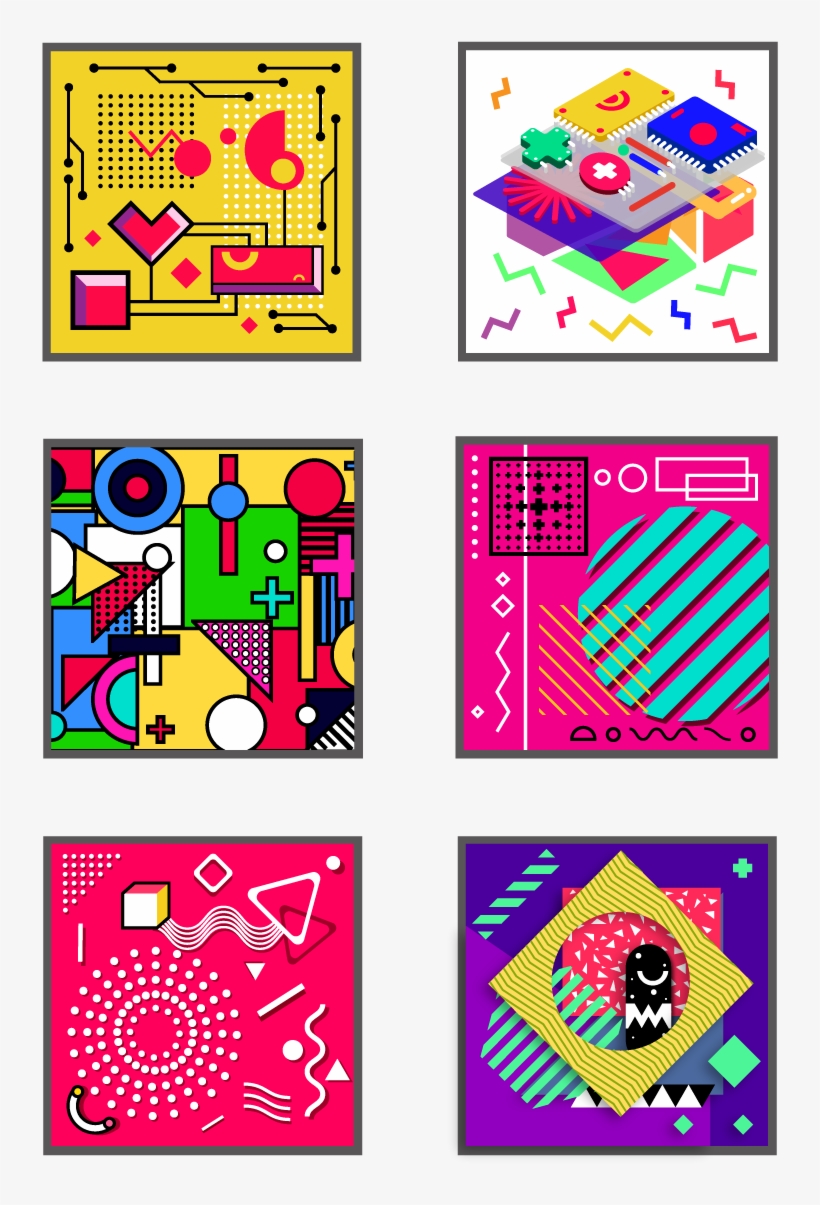 Memphis Style Geometric High Saturation Vector Png - Art, transparent png download