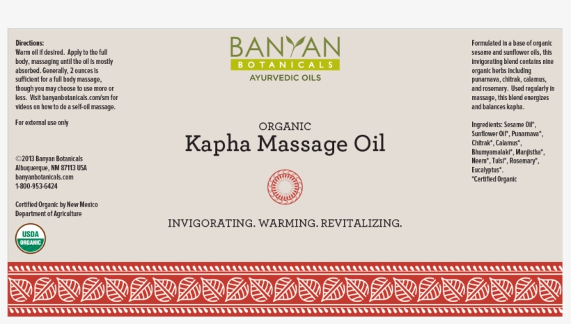 Supplement Facts - Massage For Vata Dosha, transparent png download