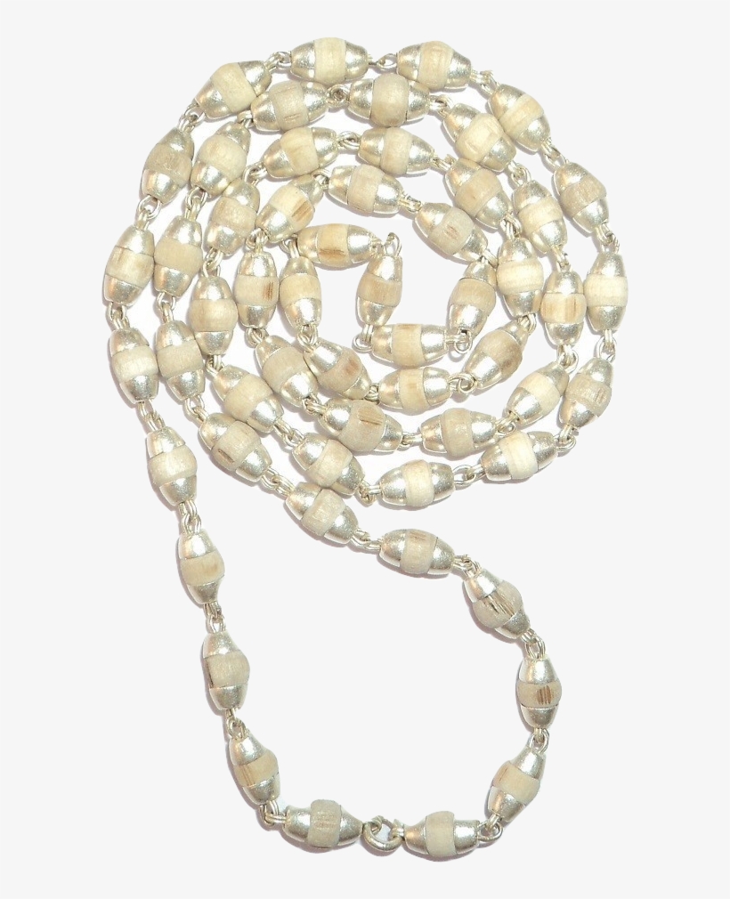 White Tulsi Beads Mala In Silver Conical Caps - Bead, transparent png download