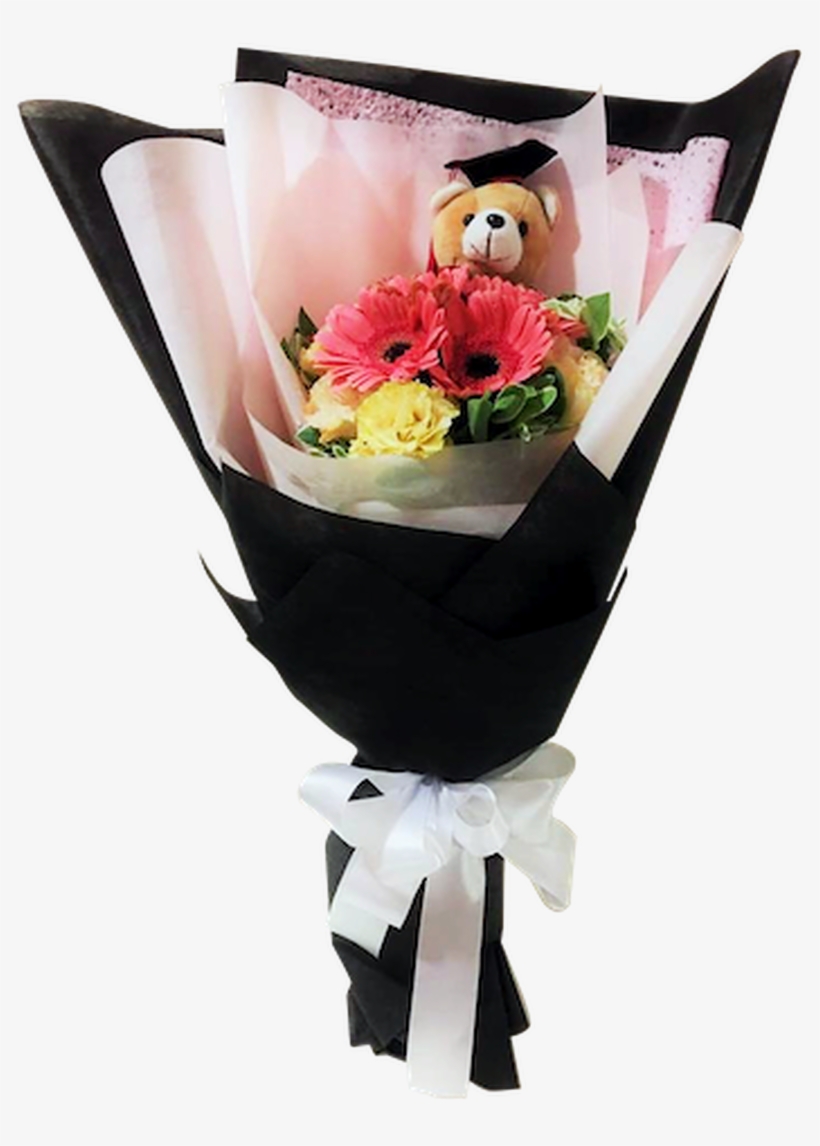 Gerbera Graduation Bouquet With Bear - Bouquet, transparent png download