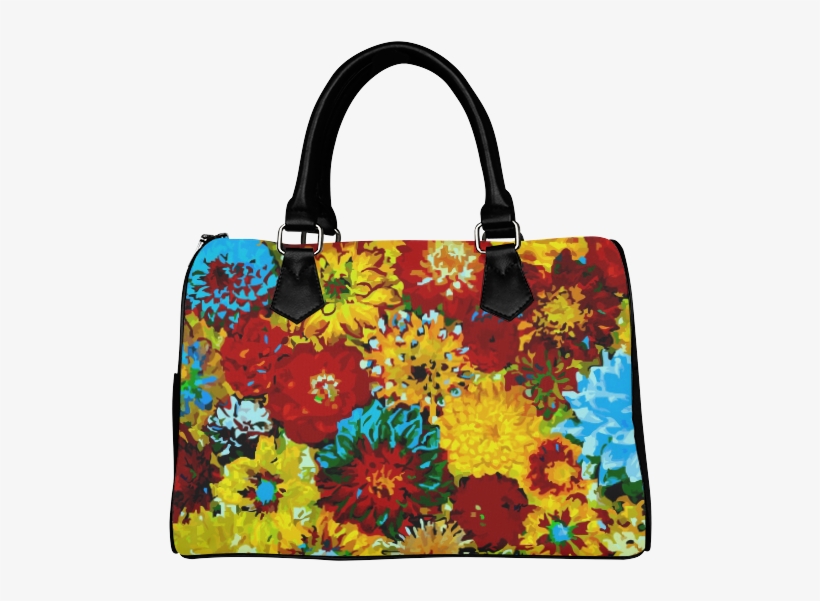 Beautiful Colorful Dahlia Flower Art Boston Handbag, transparent png download