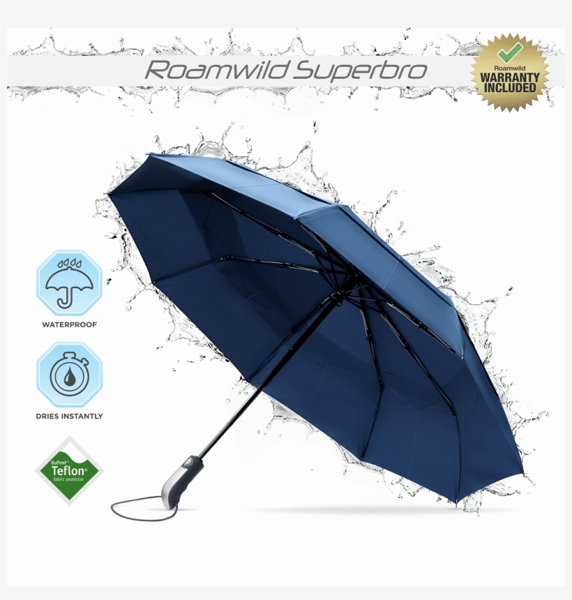 Roamwild Superbro Navy Premium Teflon Fast Drying Vented - Umbrella, transparent png download