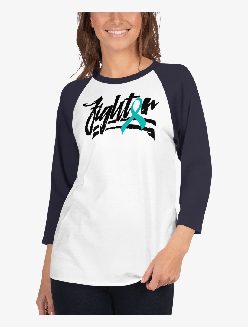 Teal Ribbon - Raglan Sleeve, transparent png download