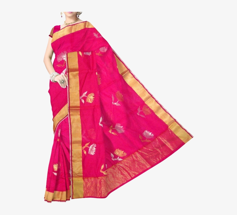 Artsy Silk Cotton Handwoven Chanderi Saree, transparent png download