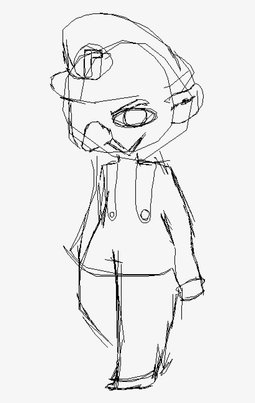 Quick Sketch Waluigi - - Line Art, transparent png download