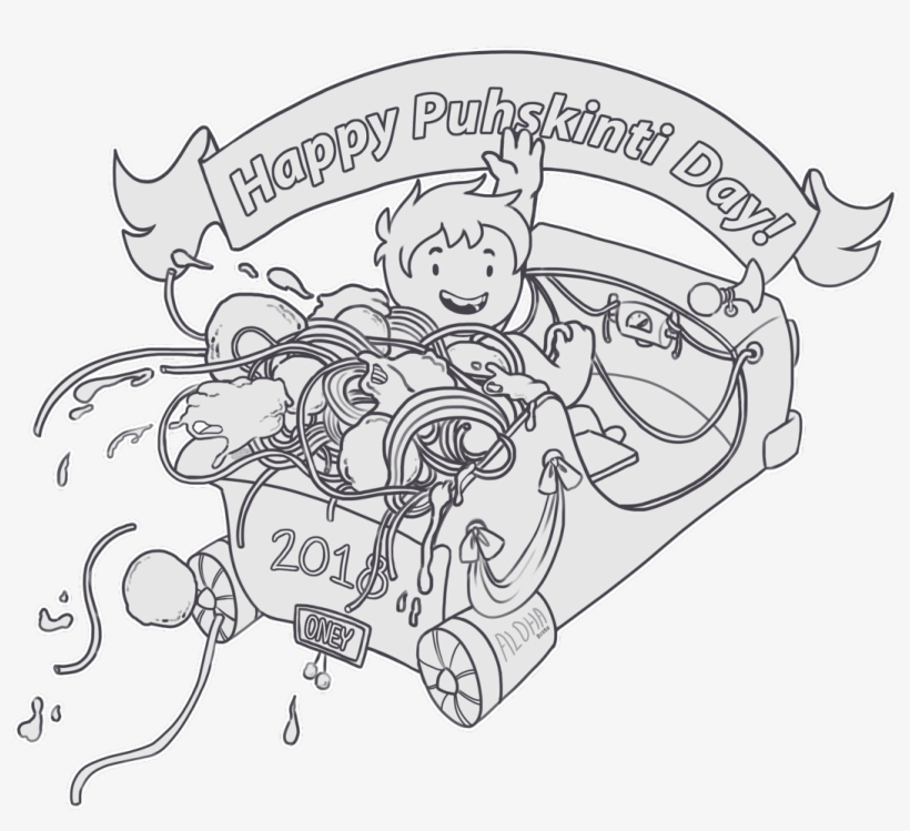 Happy Puhskinti Day 2018 - Line Art, transparent png download