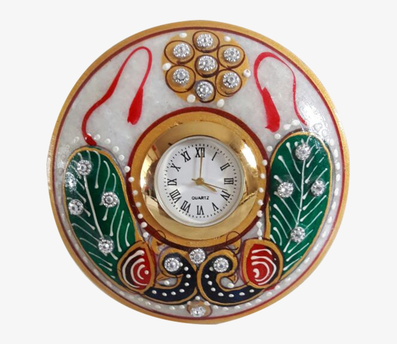 Nakoda Handicrafts Marble Standby Clock With Peacock - Quartz Clock, transparent png download