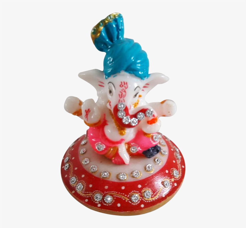 Nakoda Handicrafts Chowki Ganesh With Blue Turban - Figurine, transparent png download