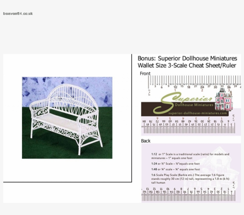 Great Discount Dollhouse Miniature Patio Bench White - Dollhouse, transparent png download
