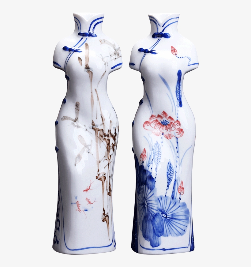 Ceramic Hand Painted Blue And White Porcelain Cheongsam - Ceramic, transparent png download