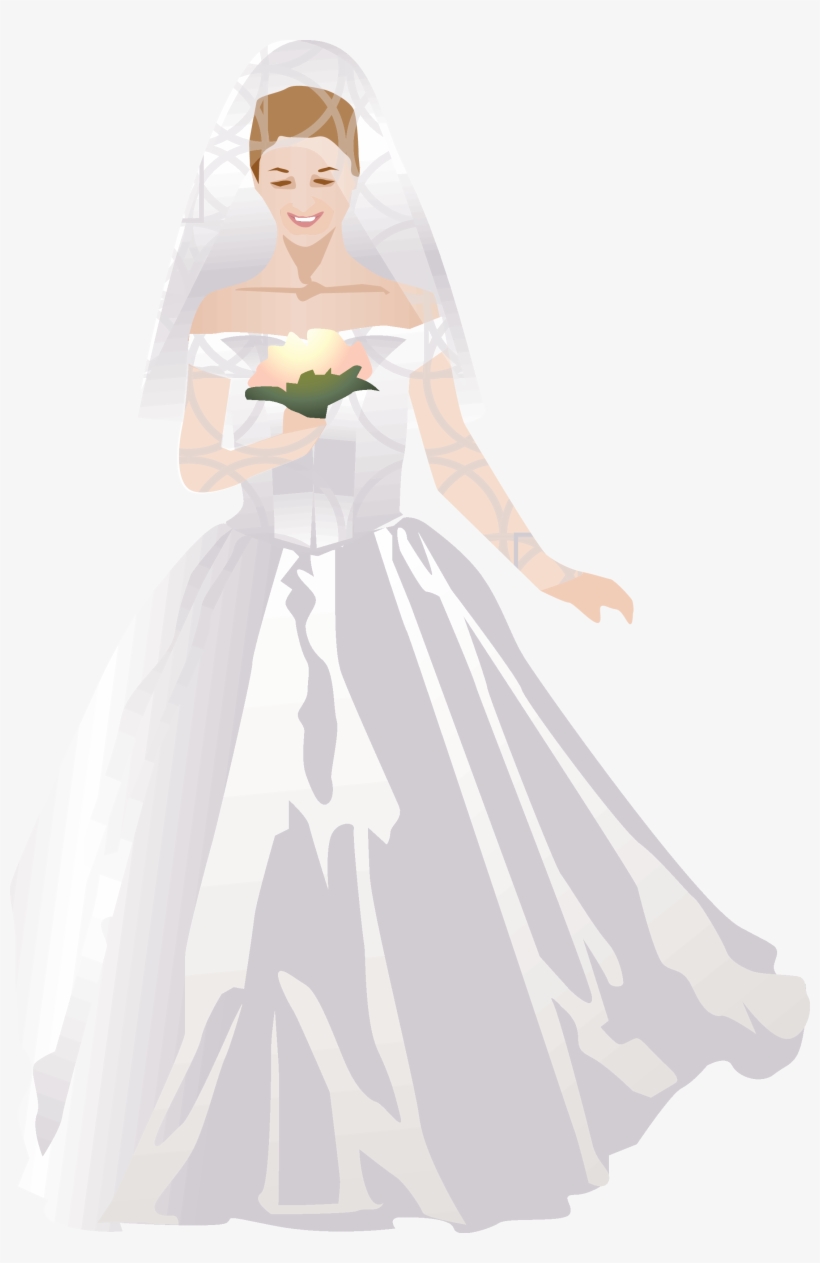 Smiling Bride Begins The Processional - Bride, transparent png download