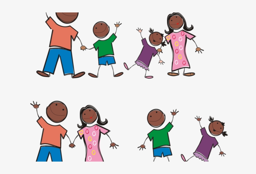 Black Clipart Stick Figure - Black Stick Figure Family, transparent png download