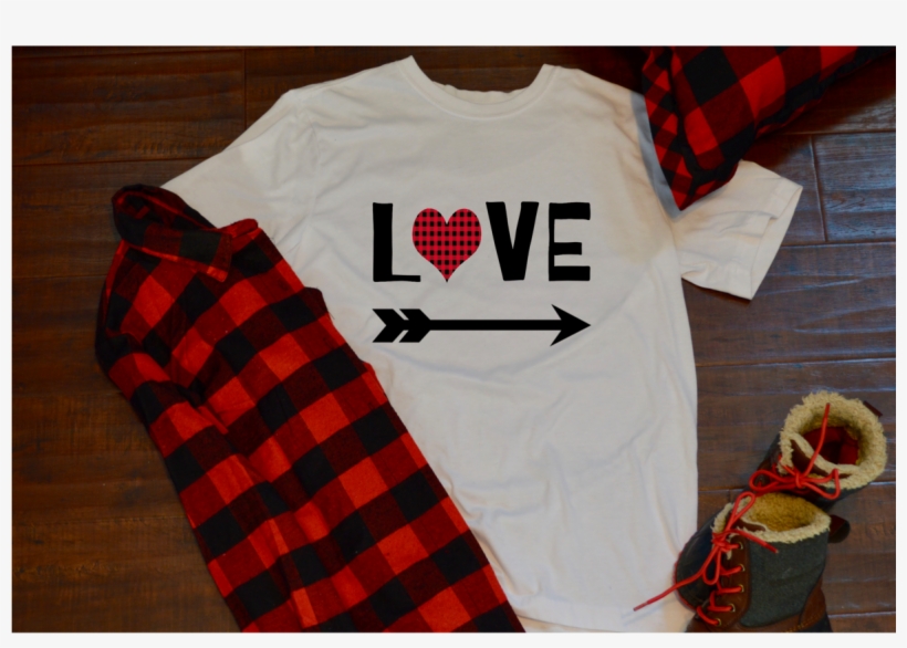 Buffalo Plaid Heart Love & Cupid Arrow - Plaid, transparent png download