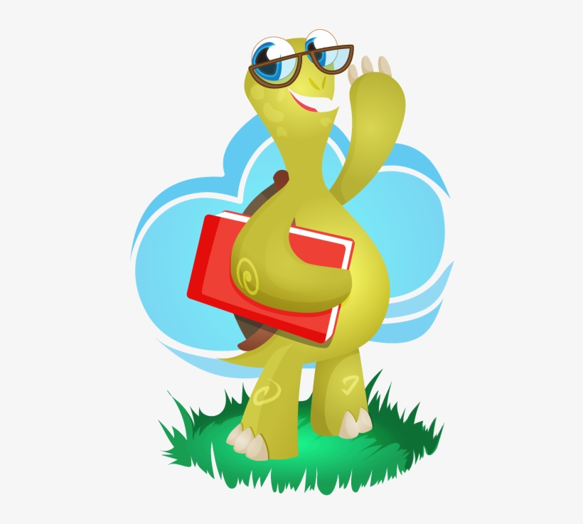 This Cartoon Genius Looking Turtle Holding A Book Clip - Public Domain Commercial Use Cartoon, transparent png download