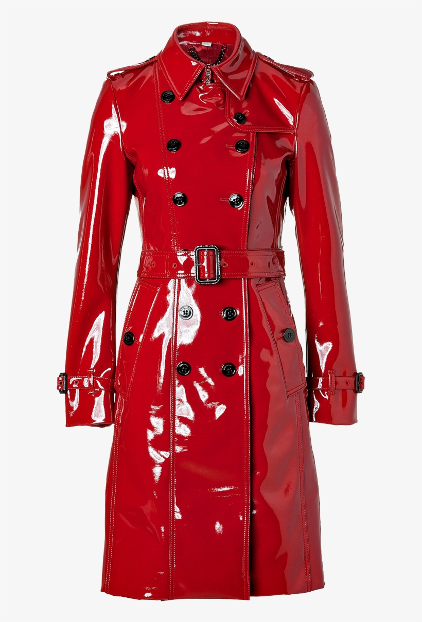 Burberry London Lacquer Red Queenscourt Trench Coat, transparent png download