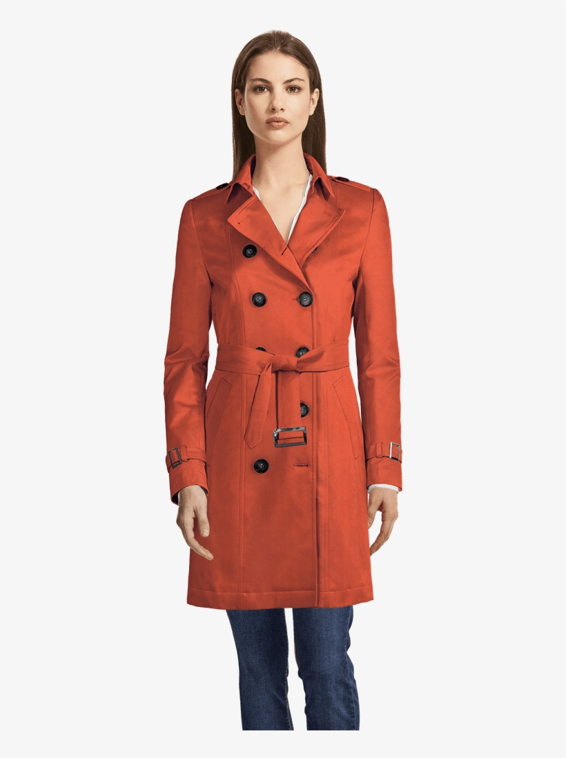Red Trenchcoat-view Front - Women's Bermuda Shorts Suits, transparent png download