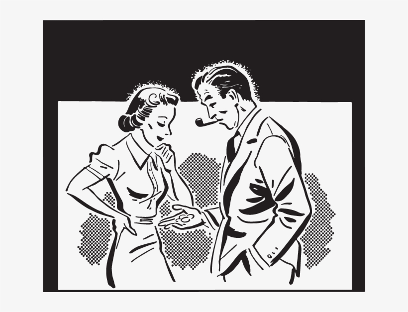 Cartoon Man And Woman With Coins - Illustration, transparent png download