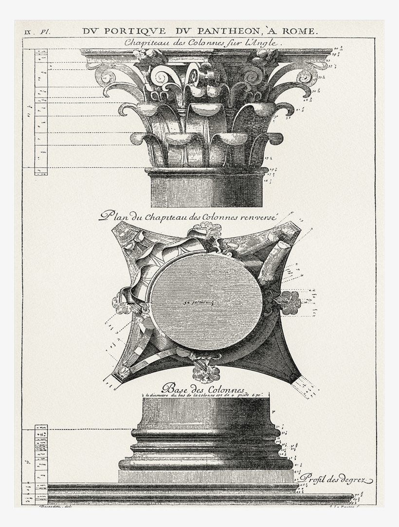 Roman Columns - Pantheon Column Sketch, transparent png download
