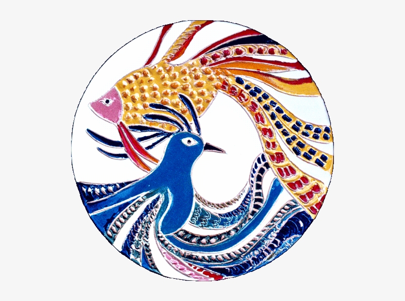 Round Ceramic Panel Of Abstract Intertwined Phoenix - Circle, transparent png download