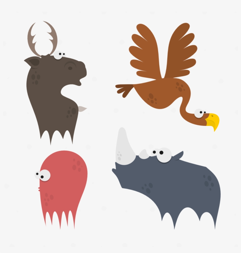 Cute Animals Vector Set - Animal, transparent png download