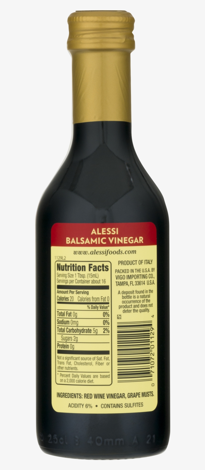 Alessi Balsamic Vinegar - 8.5 Fl Oz Bottle, transparent png download