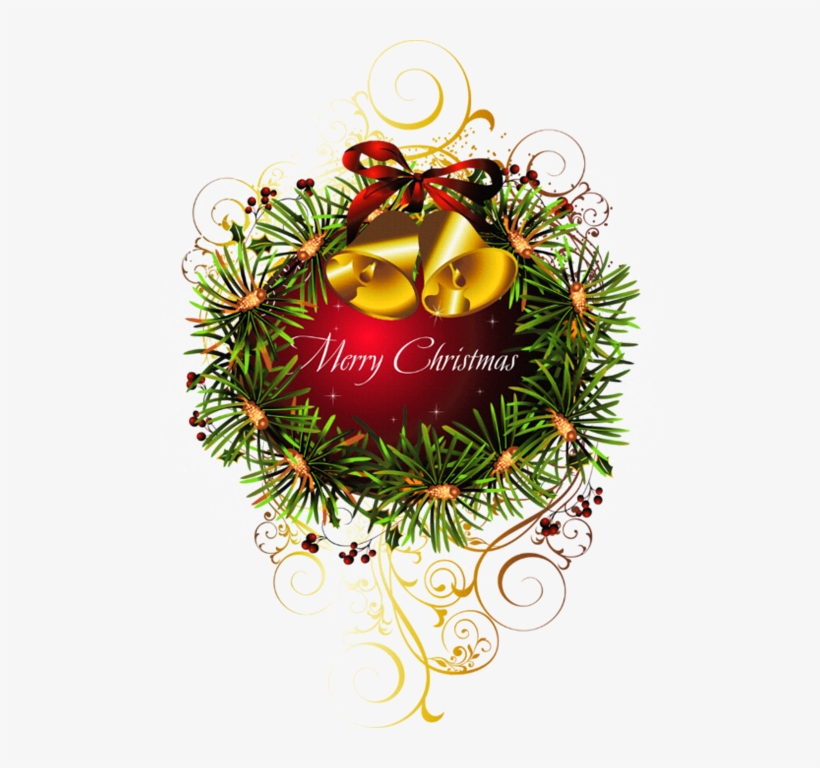 Red Christmas Transparent Ball With Bells View - Merry Christmas Full Color Decal, Christmas Full Color, transparent png download