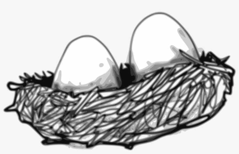Bird Nest Egg Chicken - Egg In Nest Outline, transparent png download