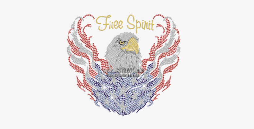 Flying Bald Eagle For Freedom Iron-on Rhinestone Transfer - Bald Eagle, transparent png download