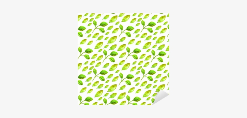 Watercolor Seamless Pattern With Green Leaf Sticker - Watercolor Painting, transparent png download