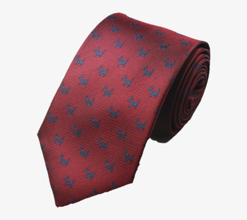 Red Necktie With Blue Dogs - Silk, transparent png download