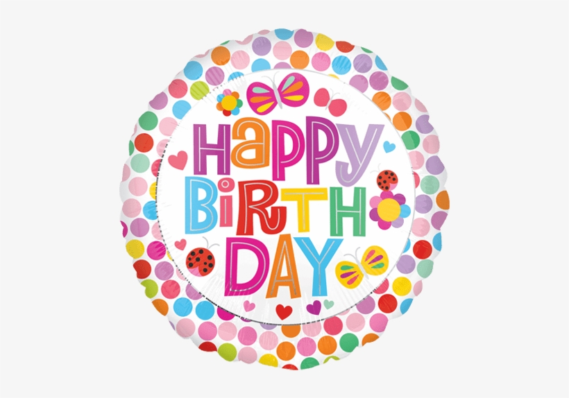 Girly Happy Birthday On Balloon Png - Foil Balloon Happy Birthday Polkadot, transparent png download