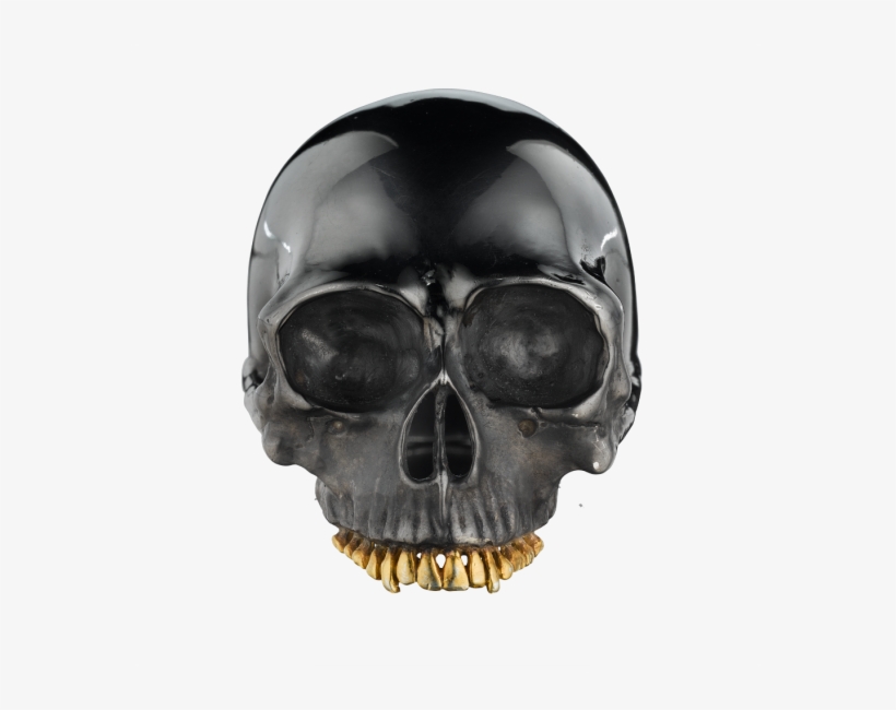 Yellow Gold And Sterling Silver Black Skull Ring By - Skull, transparent png download