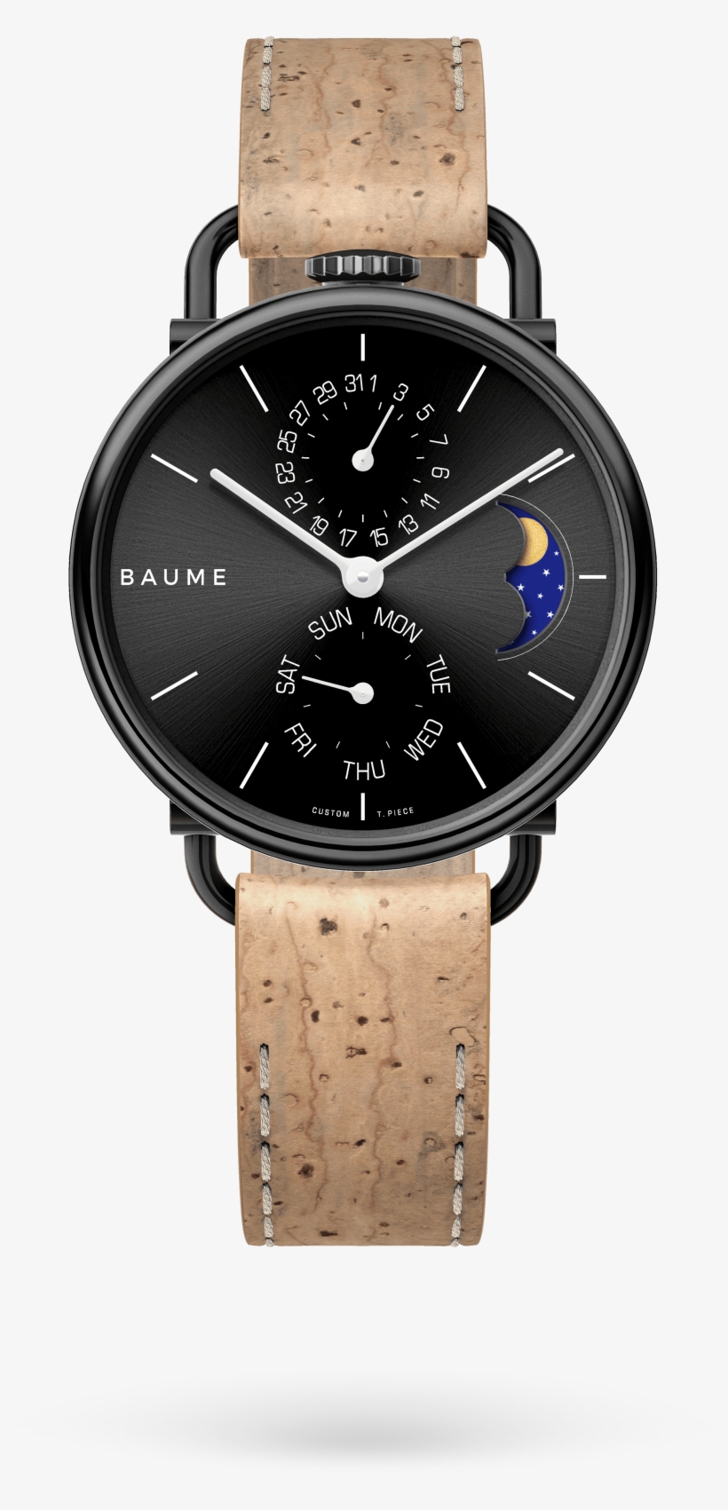 35mm Moonphase Unisex Custom Watch Miyota Black Case - Watch, transparent png download