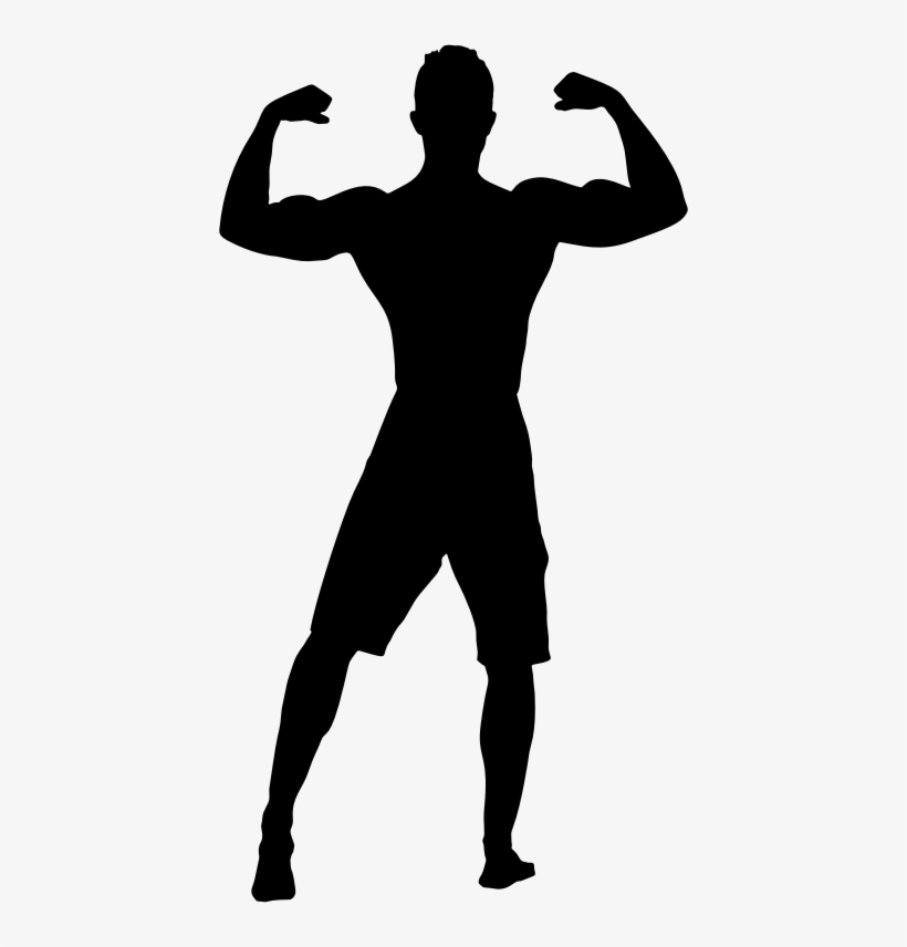 Bodybuilder Flexing Back Muscles Silhouette - Silhouette Muscle Flexing, transparent png download