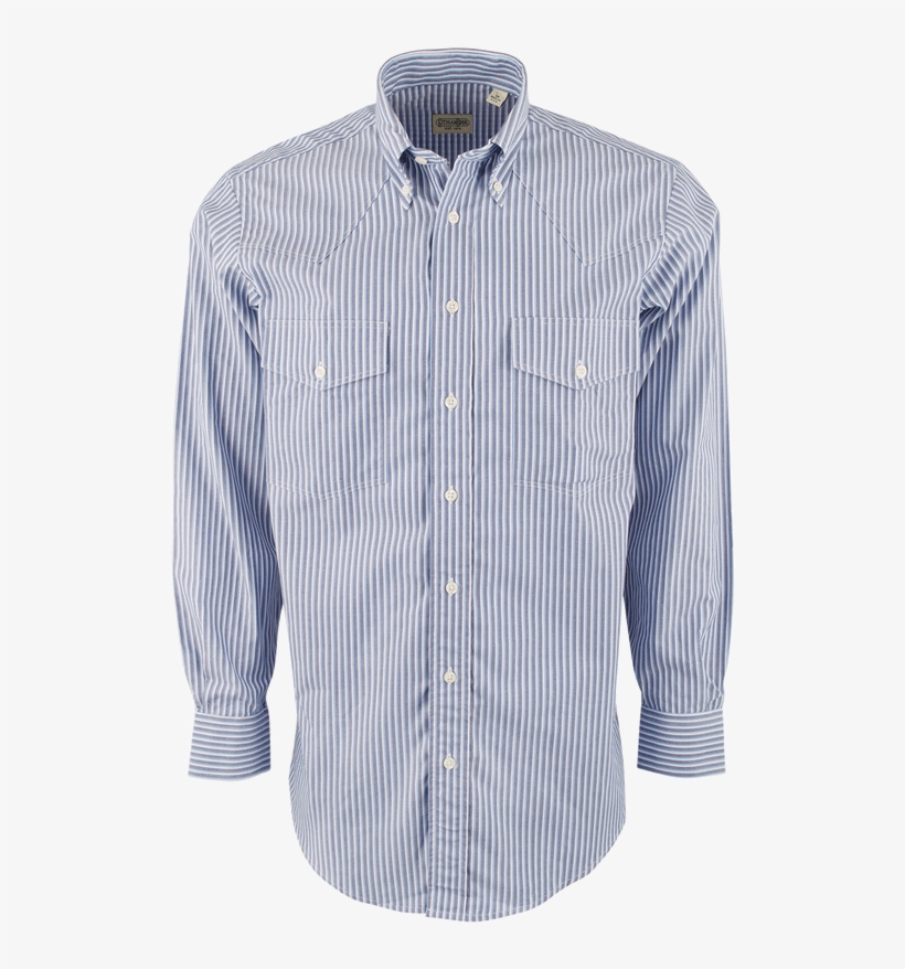 Blue And White Stripe Shirt - Button, transparent png download