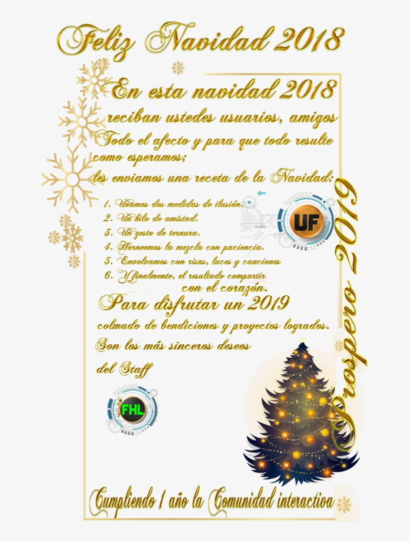 Saludos Y Deseos De Feliz Navidad 2019 Y Prospero 2019 - Christmas Tree, transparent png download