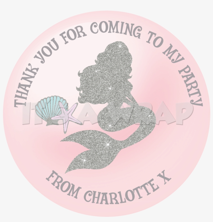 Mermaid Silver Pearl Sweet Cone Stickers - Label, transparent png download