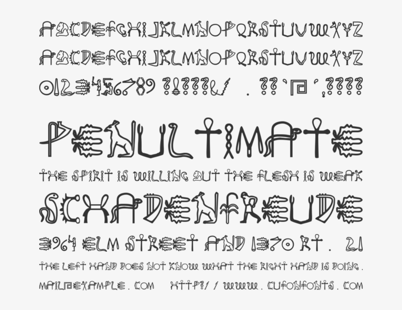 Fake Hieroglyphs Font Preview - Font Frutiger Lt Std, transparent png download