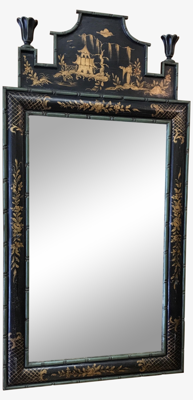 Chinoiserie Black And Gold Mirror Made In Italy - Antique, transparent png download