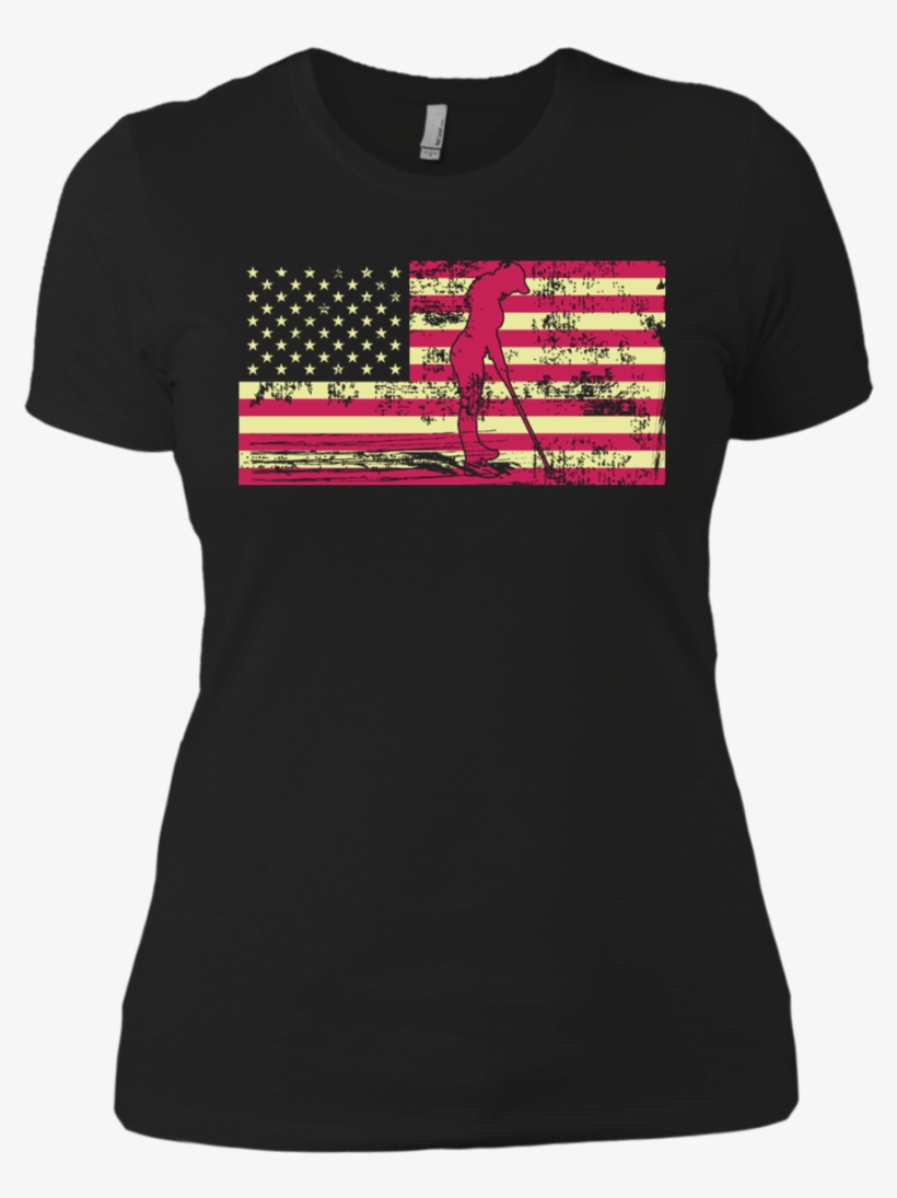 Female Golfer Silhouette On The American Flag Next - Shirt, transparent png download
