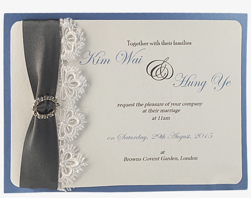 'kim' White Lace Trim Invitation - Silver, transparent png download