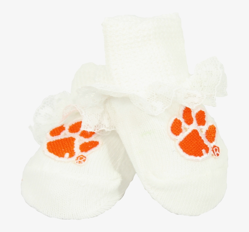 Clemson Lace-trimmed Baby Booties - Butterfly, transparent png download