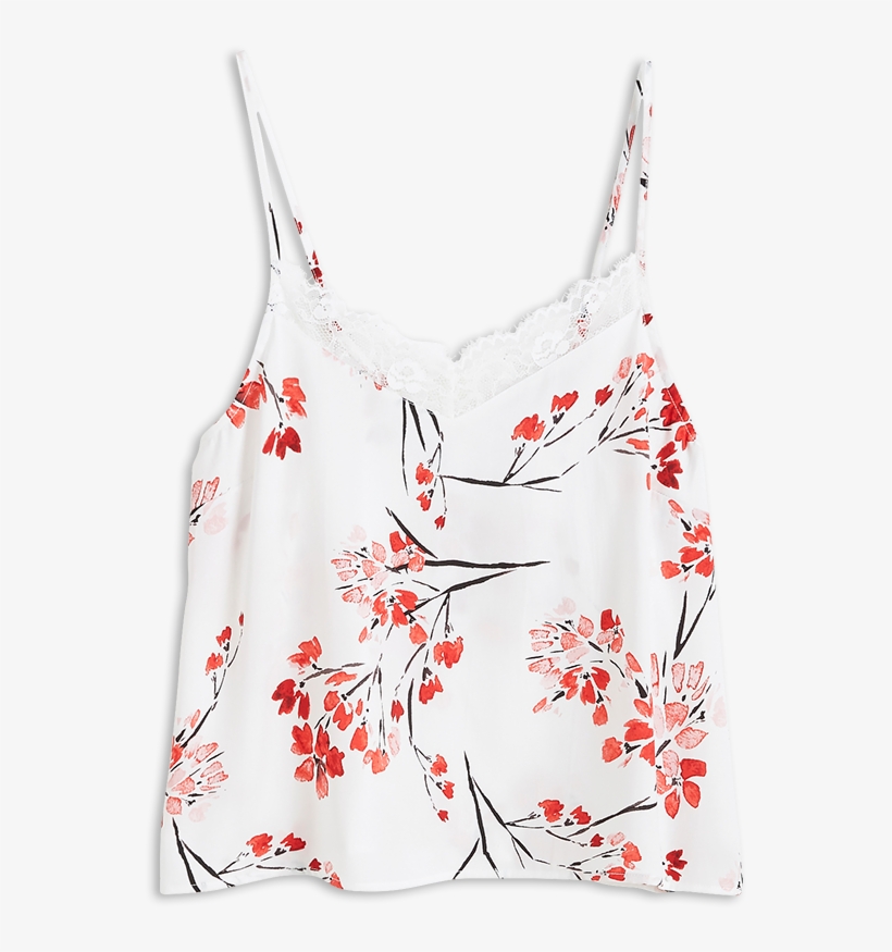 Satin Camisole With Lace White - Pattern, transparent png download