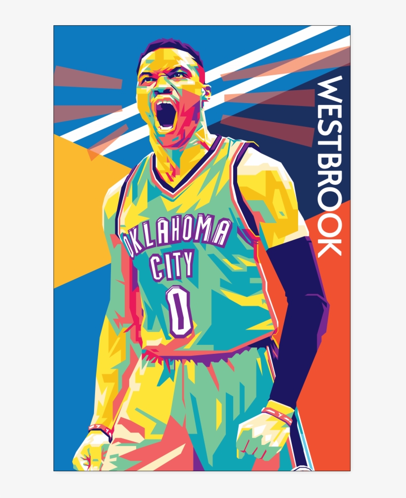 Russell Westbrook Pop Art Poster - Basketball Player, transparent png download