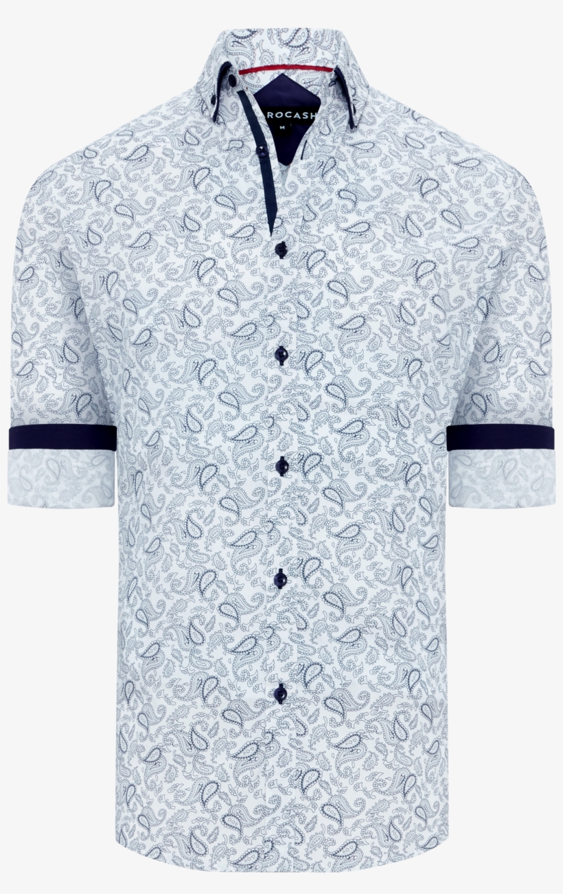 White Mystic Slim Paisley Print Shirt - Polo Shirt, transparent png download