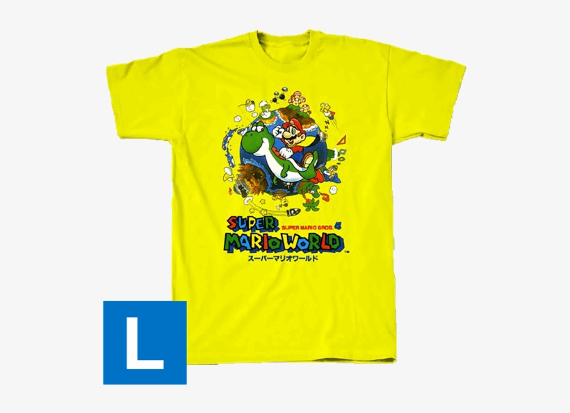 Super Mario World Men's T-shirt - Super Mario World Mario To Yoshi No Bouken Land, transparent png download