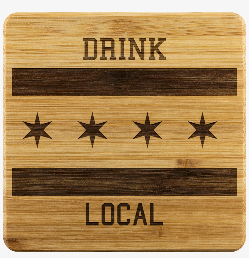 Chicago Flag Drink Local Bamboo Coaster - Chicago Flag Png, transparent png download